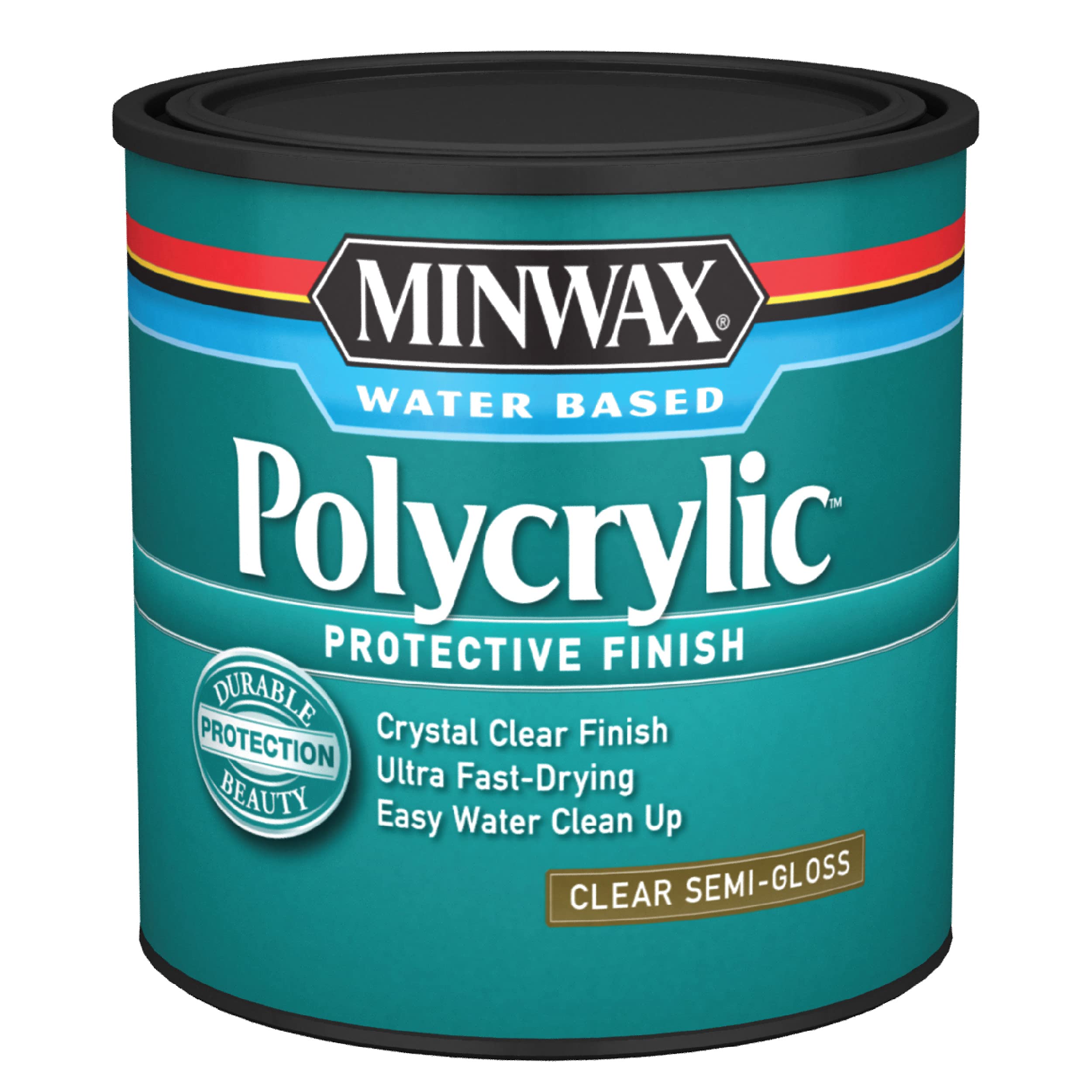 1/2 pt Minwax 24444 Clear Polycrylic WaterBased Protective Finish Semi