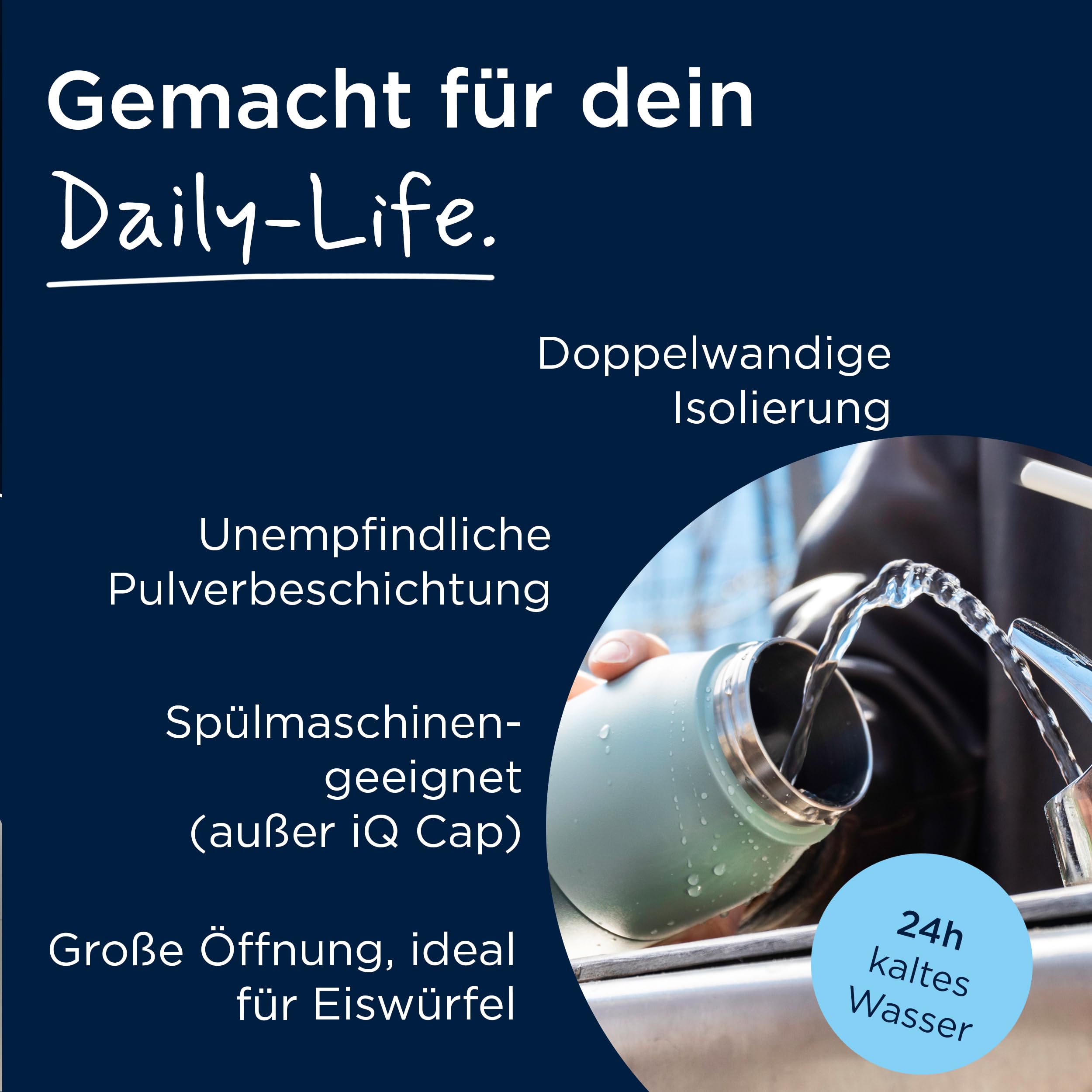 BRITA LARQ iQ Digitale Filter Trinkflasche weiß (680 ml) inkl. Hydration Tracking (App), Aktivkohle Wasserfilter & UV-C – neutralisiert 99,99% Bakterien & filtert Mikroverunreinigungen, PFAS & mehr