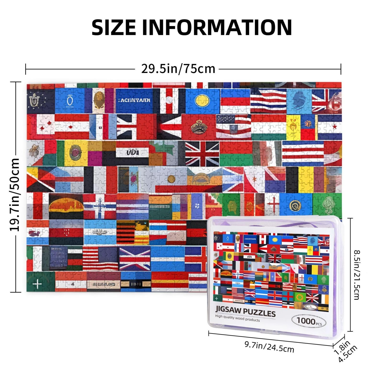 Flag And Elk 1000 Piece Wooden Jigsaw Puzzle - Colorful Art Puzzle For Adults