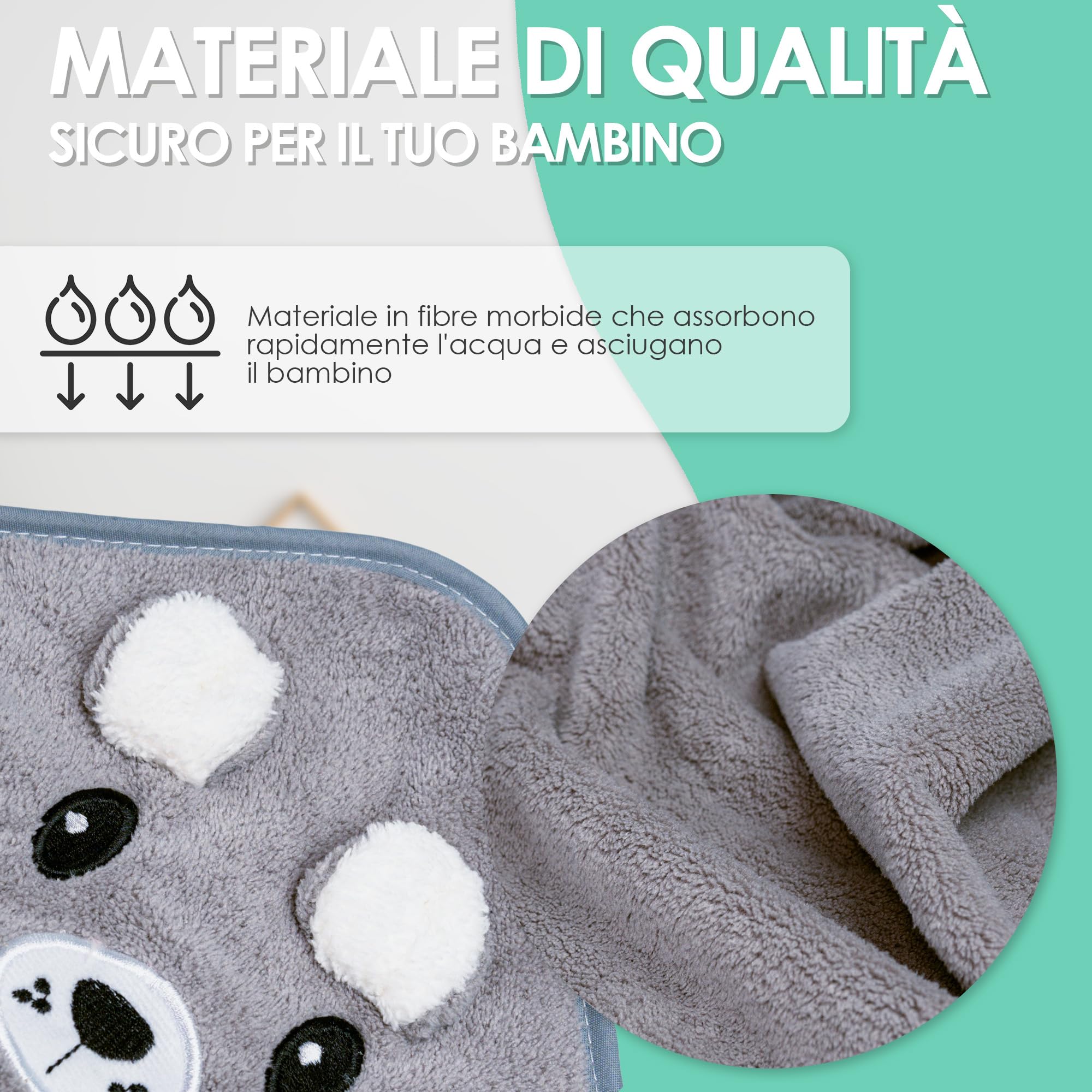 Accappatoio Neonato 0-3 Mesi - Asciugamano Con Cappuccio a Forma di Animale - Regalo per Neonata Femmina