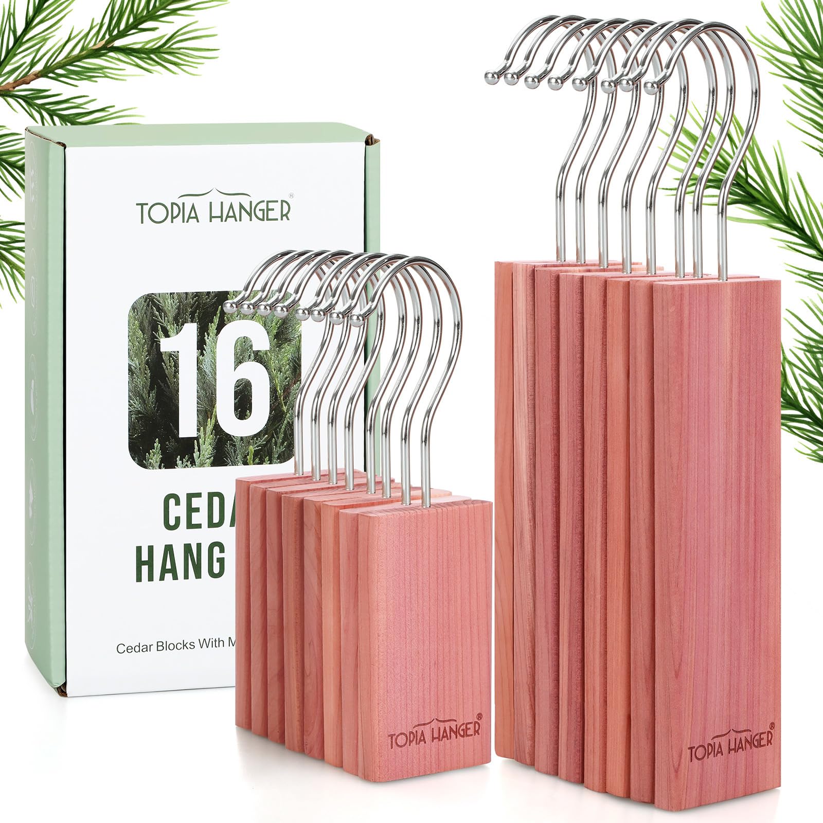 TOPIA HANGER Cedar Blocks for Clothes Storage, 16 Pack Cedar Hang Ups CT86C