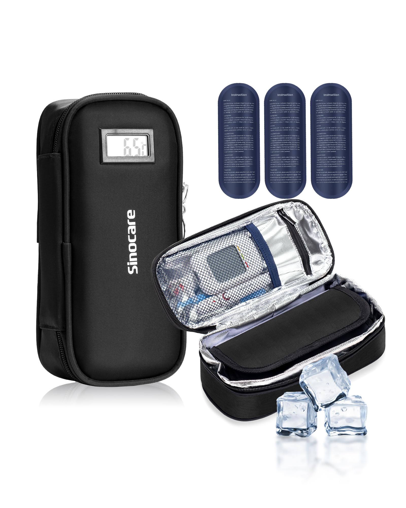 Trousse isotherme médicament avec affichage température | glace réutilisables Pochette portable pour insuline stylos traitements idéale pour voyage usage quotidien