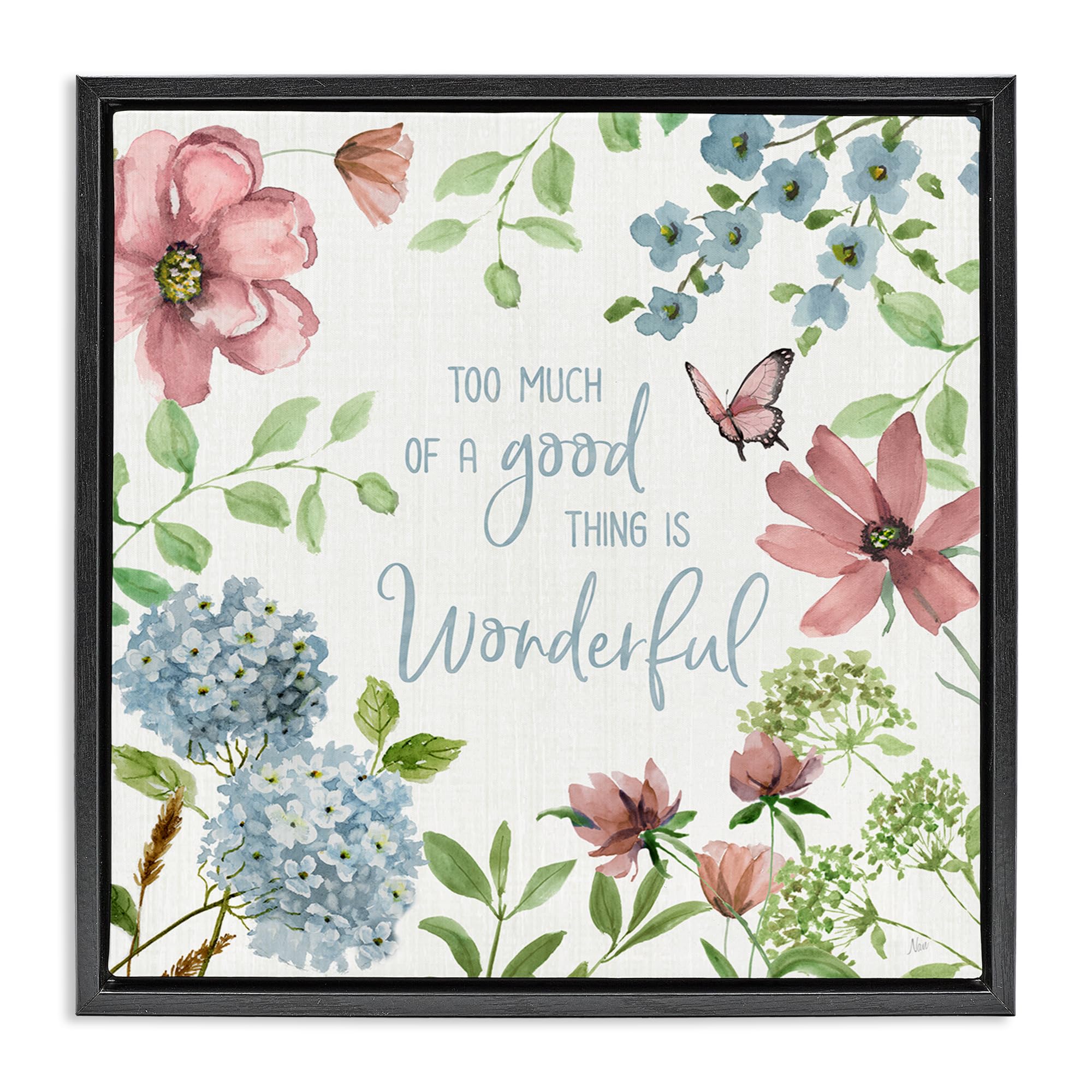 Stupell Industries 'Too Much Of A Good Thing', Floating Frame Canvas Art, Black, 25 x 25 Inches, Easy to Hang and Sturdy, Made in USA, by Nan