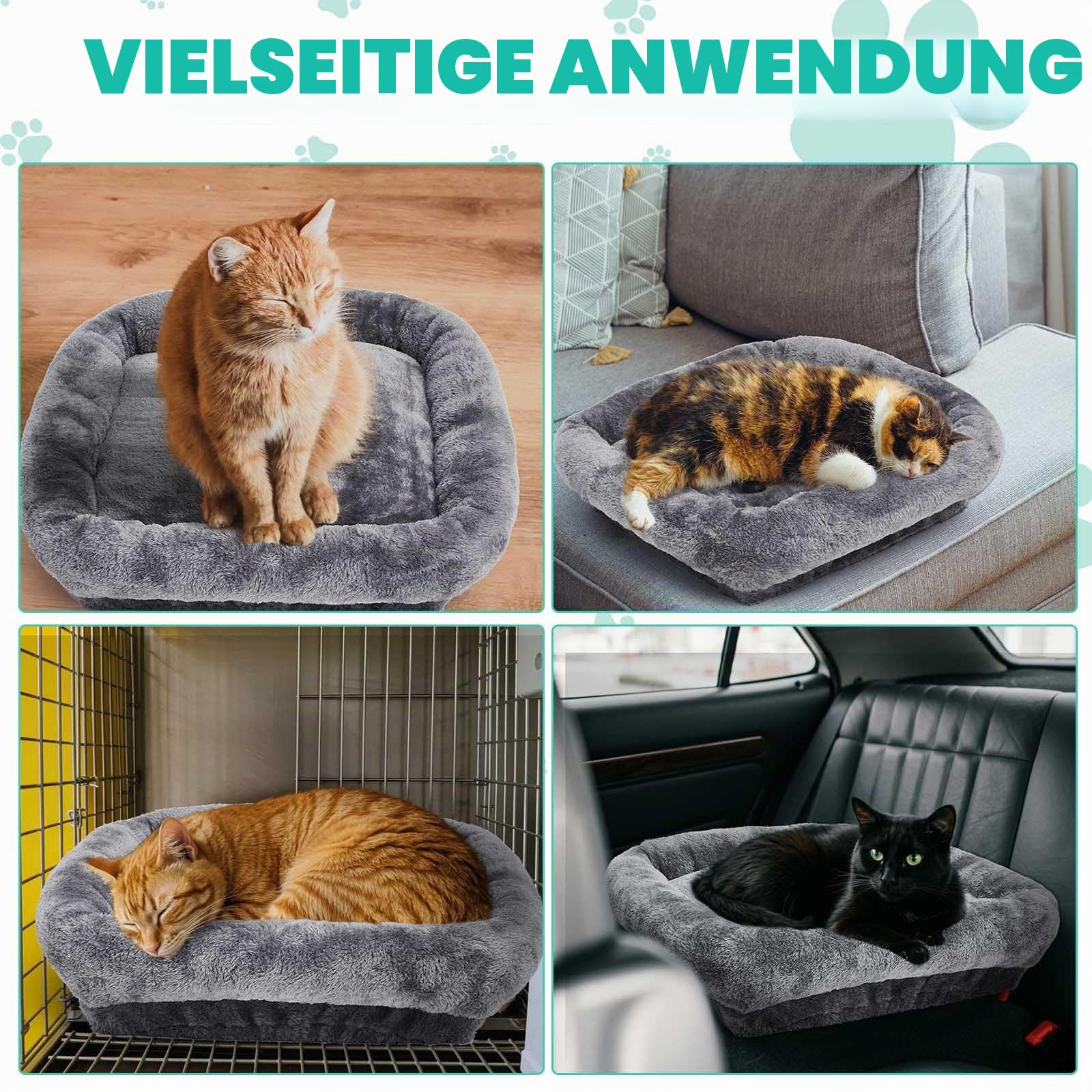 Abbylike Kratzbaum-Zubehör, Ersatzteile, grau, quadratisch, Katzenbettbezug mit Gummiband für Plattform-Sitzstangen (40 x 40 cm), 2 Stück