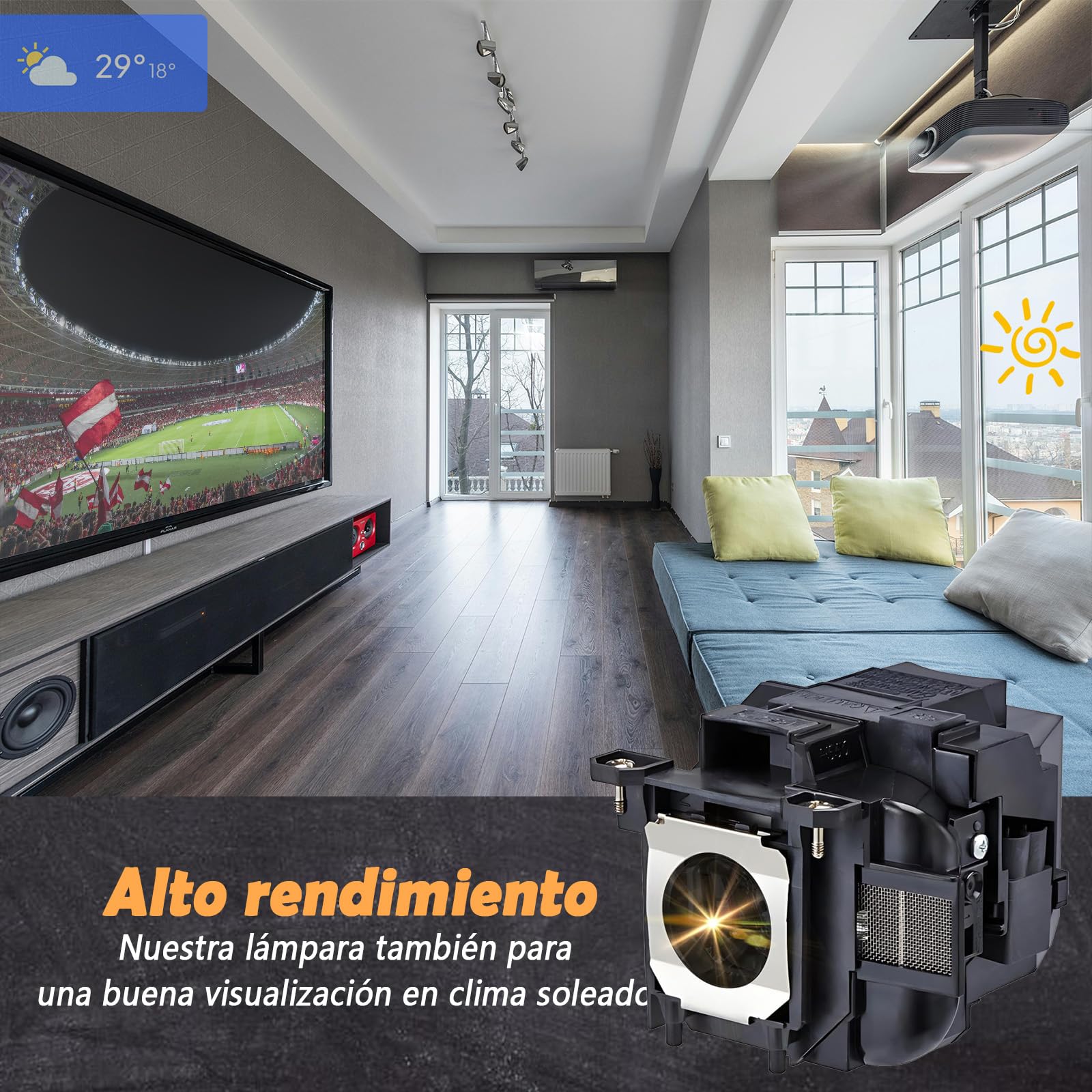 A++ Calidad para Lampara EPSON ELPLP87/V13H010L87 EB-2040,EB-2140W,EB-520,EB-525W,EB-530,EB-530S,EB-535W,EB-536Wi,H670A,H670B,H670C,H671A,H671B,H671C,H672A,H672B,H672C,H673A,H673B,H673C