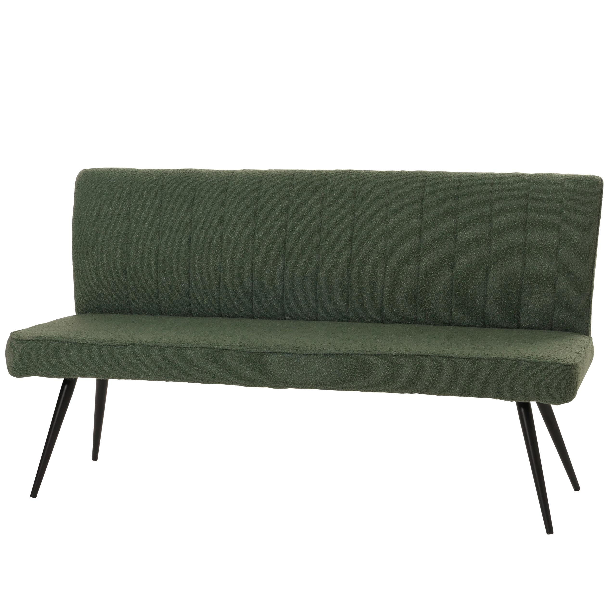 Mendler Sitzbank HWC-K16, Esszimmerbank Bank Polsterbank, Rückenlehne Stoff/Textil Bouclé Metall 160cm - grün