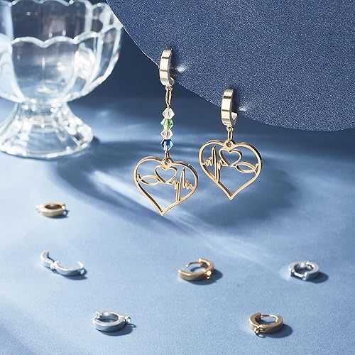 Miniatura 3 de UNICRAFTALE Huggie - Pendientes de aro dorados con 12 pares de aretes de aro de acero inoxidable hipoalergénicos de 0.039 x 0.028in, juego de aretes