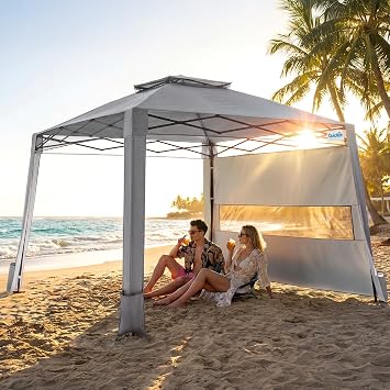 Quictent 10x10 Pop Up Canopy Tent with 1 Sidewall Lightweight, Portable, and Versatile for Beach and Sporting Events with Sun Protection and Easy Setup