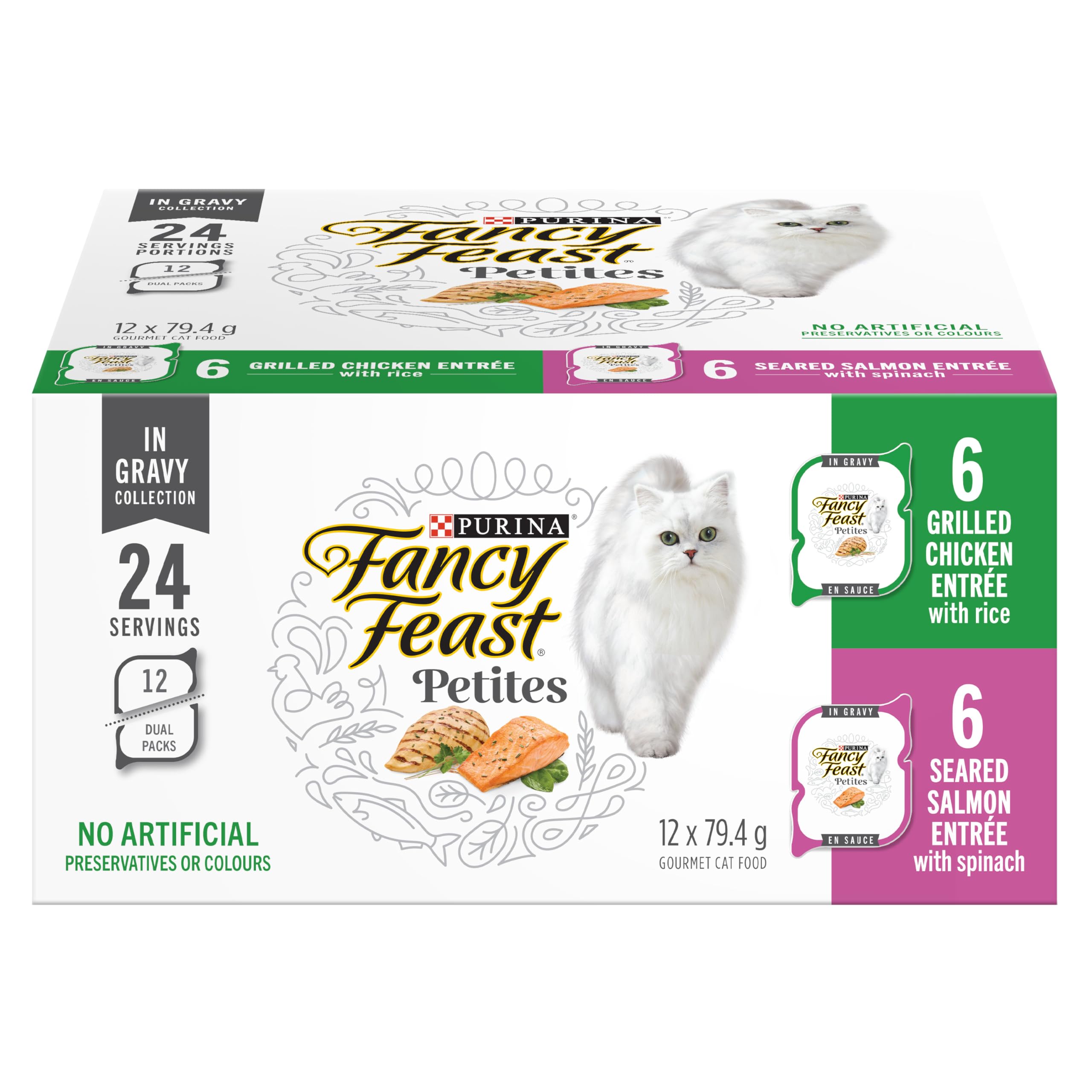 Fancy Feast Petites Wet Cat Food, in Gravy Collection Variety Pack 3 Flavours - 79.4 g Tray (24 Pack) image 7