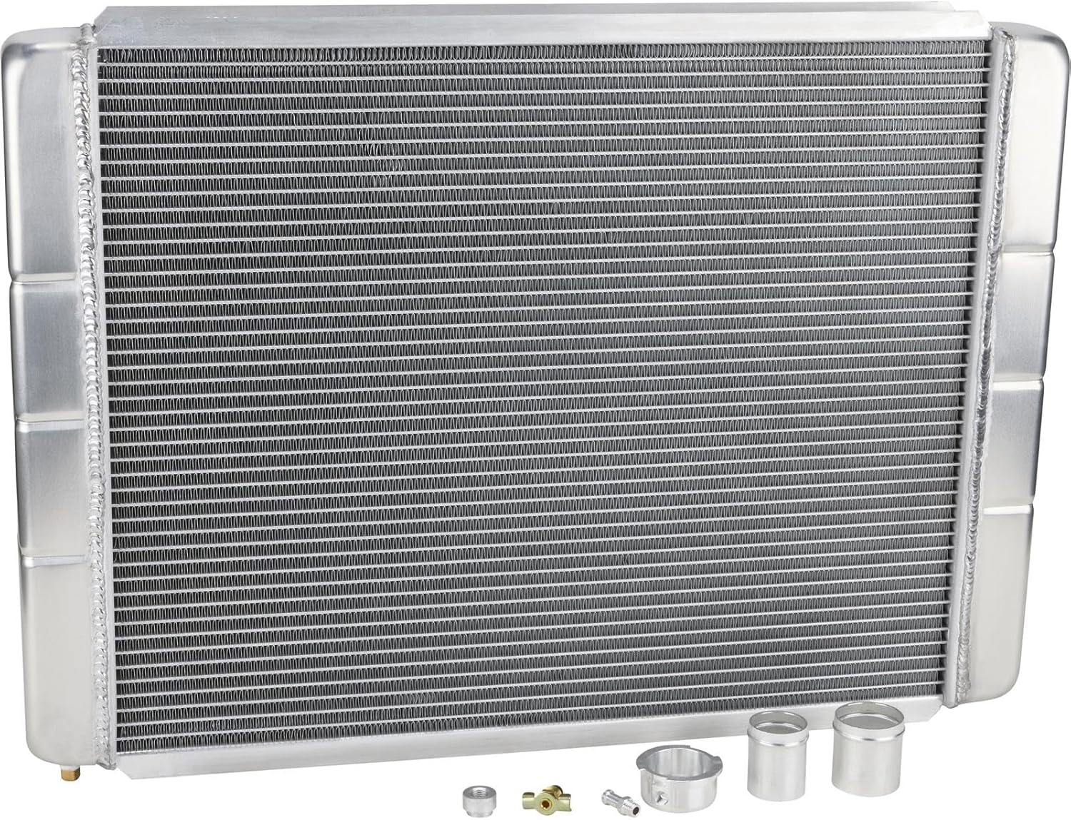 Speedway Motors U-Weld-It Custom Aluminum Radiator Kit 28 x 19 Inch, Universal Single Pass, Furnace Brazed Core, Cross or Downflow, 1.5 Inlet 1.75 Outlet