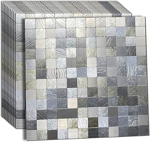 WEIMEISC 10 hojas de azulejos en muro autoadhesivos para cocina, azulejos de mosaico autoadhesivos, para pegar en tocadores de baño, decoración de