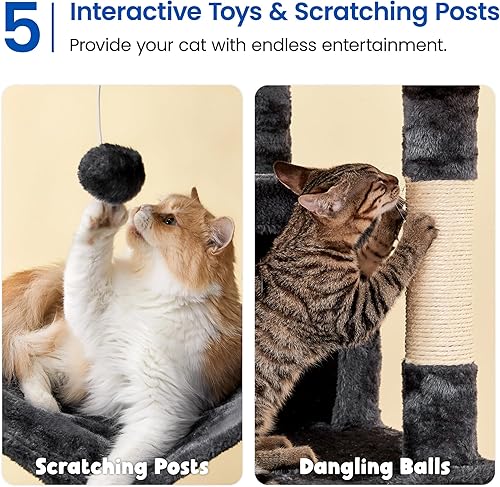 Miniatura 8 de MWPO Árbol para gatos extra grande, torre para gatos de interior de 77.6 pulgadas de alto con 2 condominios grandes, soporte de varios niveles para