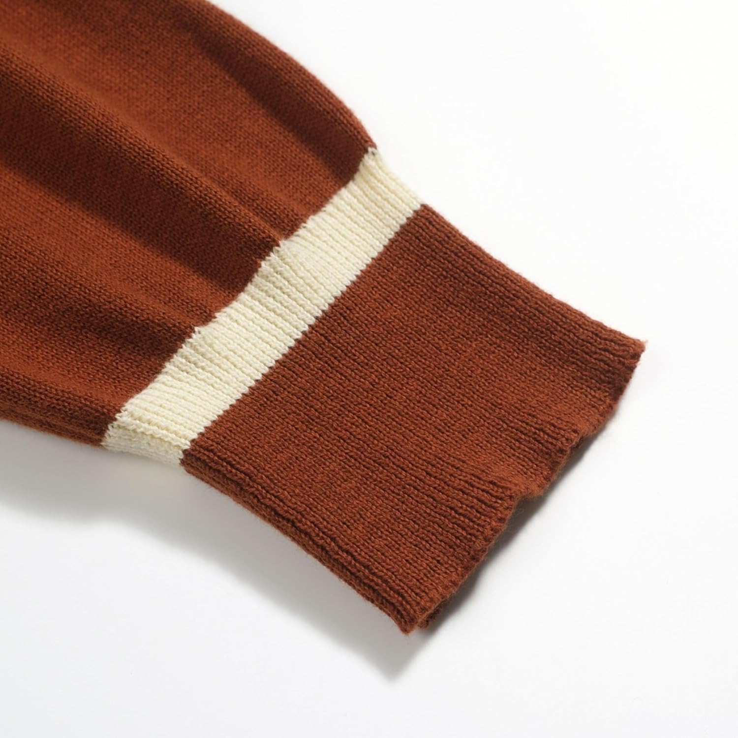 OXKnit Knitted Long Sleeve Shirts for Men, 1960s Mod Style Retro Cool Dog Pattern Brown Crewneck Pullover Shirts