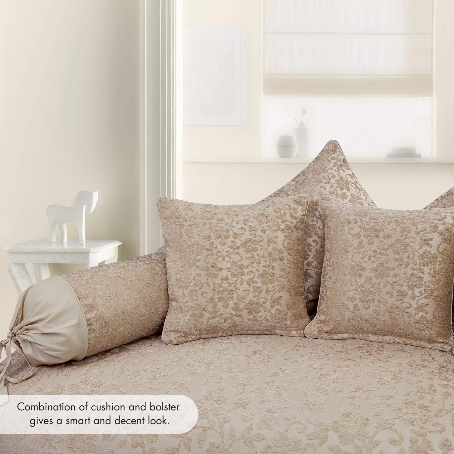 Victor Coral Print Diwan Set - Beige -2