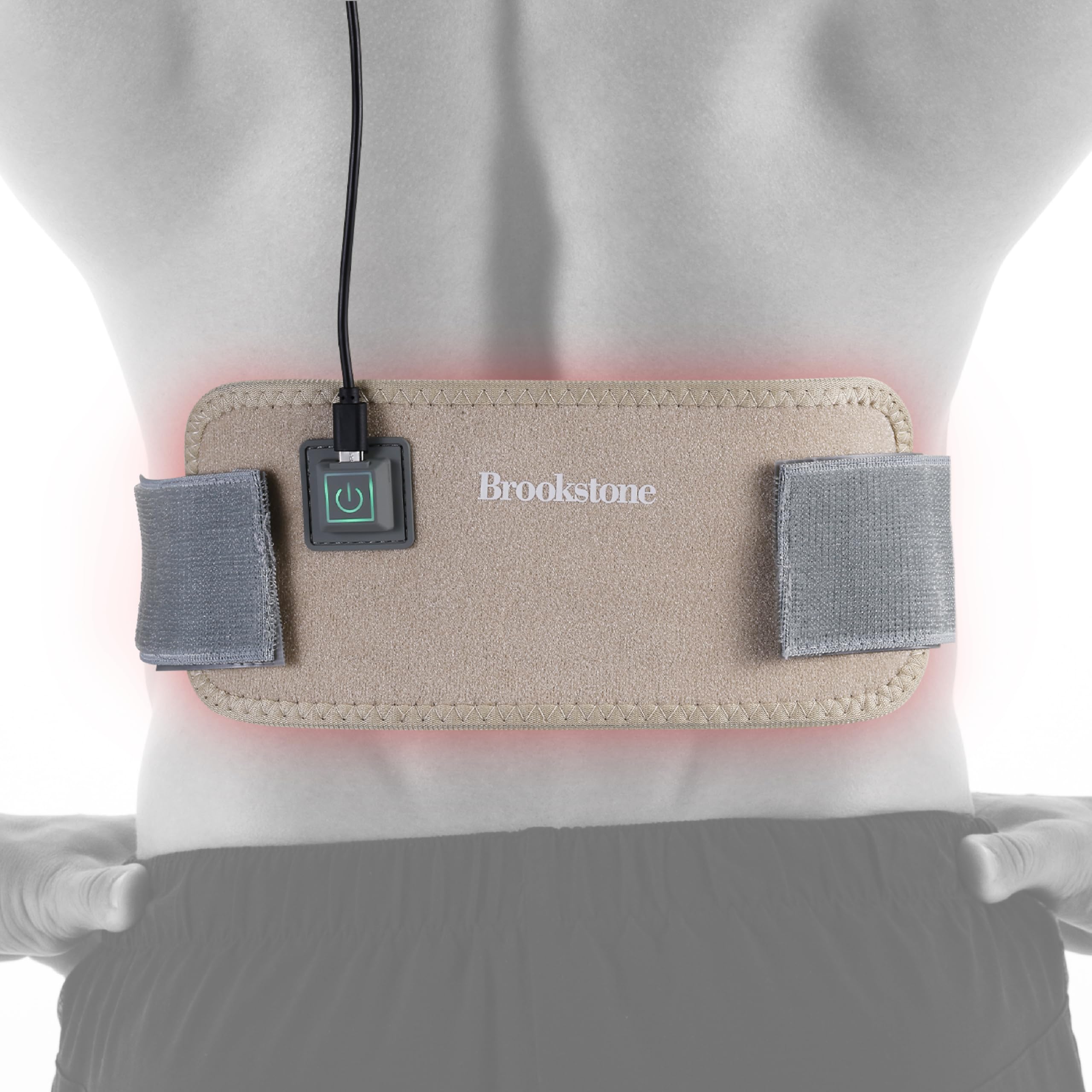 Brookstone - Cinta terapéutica de 40 luces, cojín de alivio del dolor infrarrojo y luz roja para músculos, articulaciones y soporte de tráfico, inalámbrico y