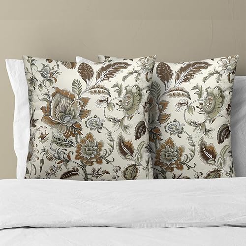 Miniatura 10 de Kawani Juego de 2 fundas de almohada de flores grises y amarillas de 18 x 18 pulgadas, fundas de almohada de color amarillo mostaza, fundas de