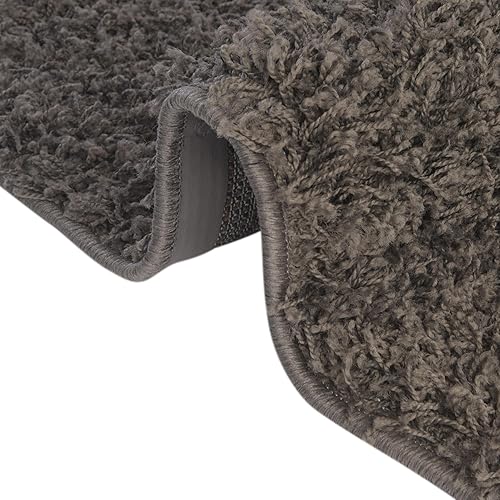 Miniatura 8 de Rugs.com - Alfombra de la colección Über Cozy Solid Shag, alfombra redonda de pelo largo gris grafito de 12 pies perfecta para cocinas y salas de