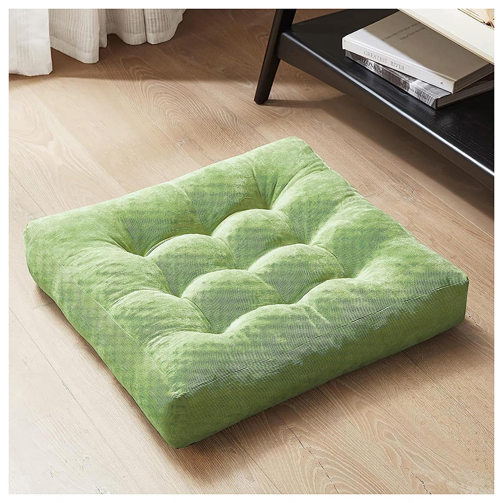 RRRYYYZZ Chair Cushions Outdoor Floor Cushion 22 * 22 * 4in Corduroy Fabric Floor Pillows for Sitting for Dining Chair Garden Kitchen,Green