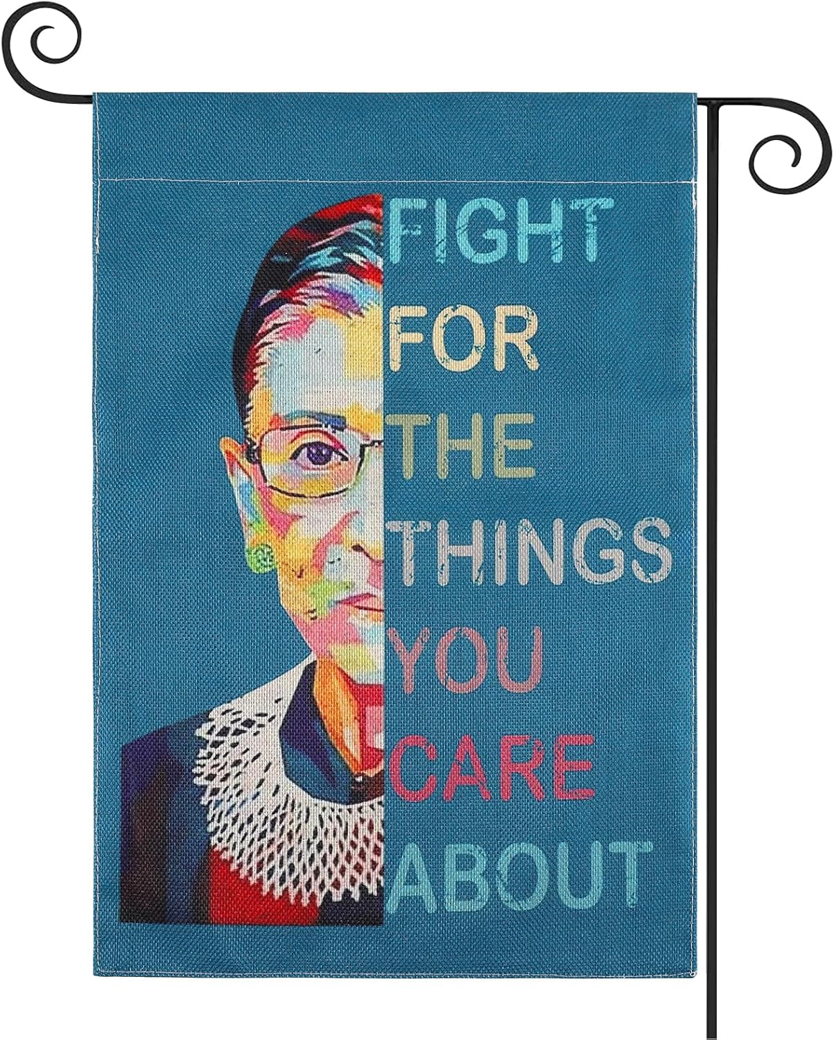Ruth Bader Ginsburg Watercolor Garden Flag, Fight for Things You Care About, 12 x 18 Inch