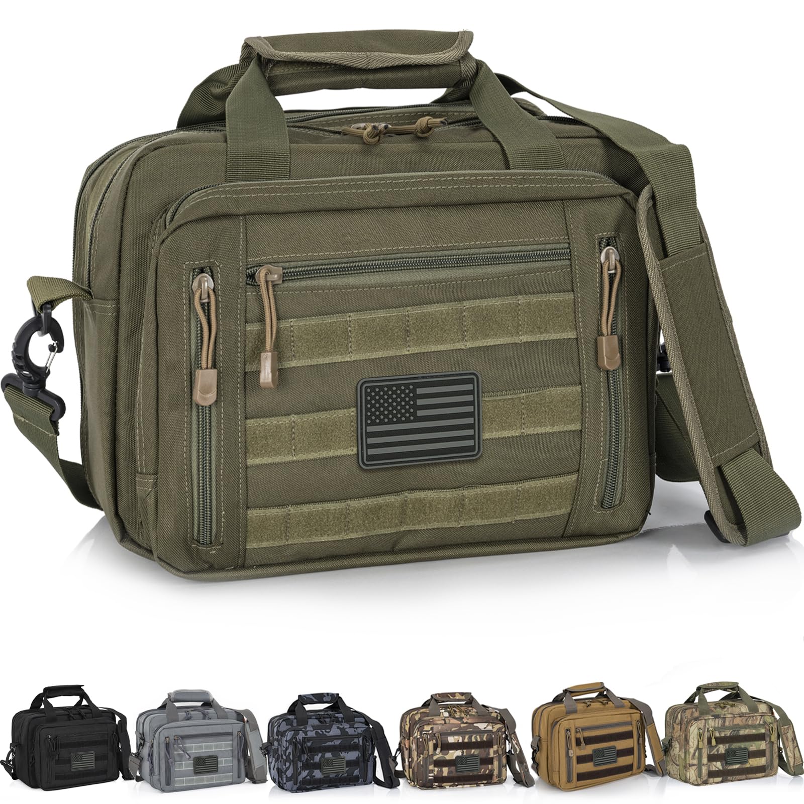 Pistol Case, Gun Range Bags For 2 Pistols 6 Magazines Carrying Shooting Bag with Lockable Zipper for Shooting Range Outdoor Hunting