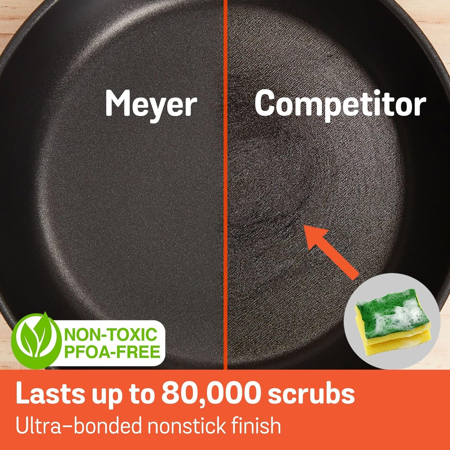 Meyer Nonstick 10" Skillet, Induction Compatible Frying Pan, Hard Anodized Nonstick Frypan, Dishwasher Safe Egg Pan, Oven Safe Omelette Pan, Matte Black with Silicone Handle, Accent Series Cookware