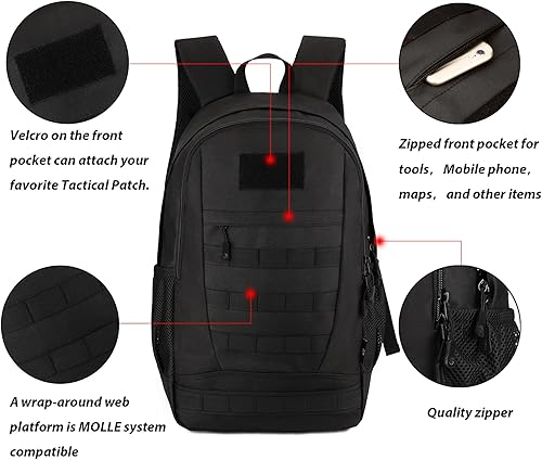 Miniatura 2 de ArcEnCiel Mochila táctica para motocicleta bolsa militar paquete de asalto del ejército mochila con parche cubierta de lluvia incluida