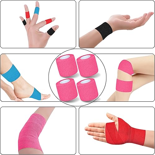 Vista 59 de Paquete de 8 vendajes autoadhesivos de 2 pulgadas x 5 yardas, vendaje elástico cohesivo autoadherente para atletismo, muñeca, tobillo, rodillas