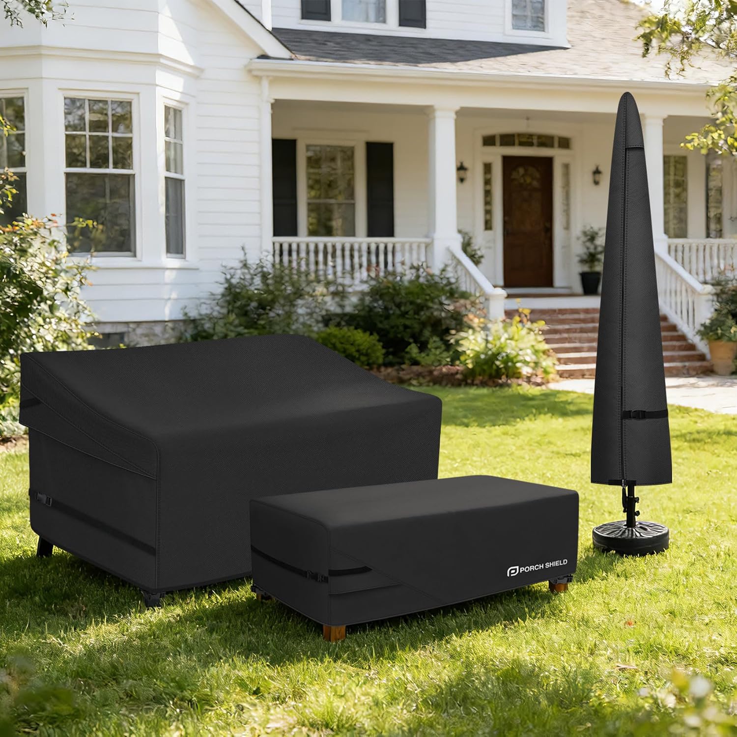 Porch Shield Patio Coffee Table Cover - Waterproof Outdoor Furniture Rectangular Small Table Covers 36 x 22 inch, Black