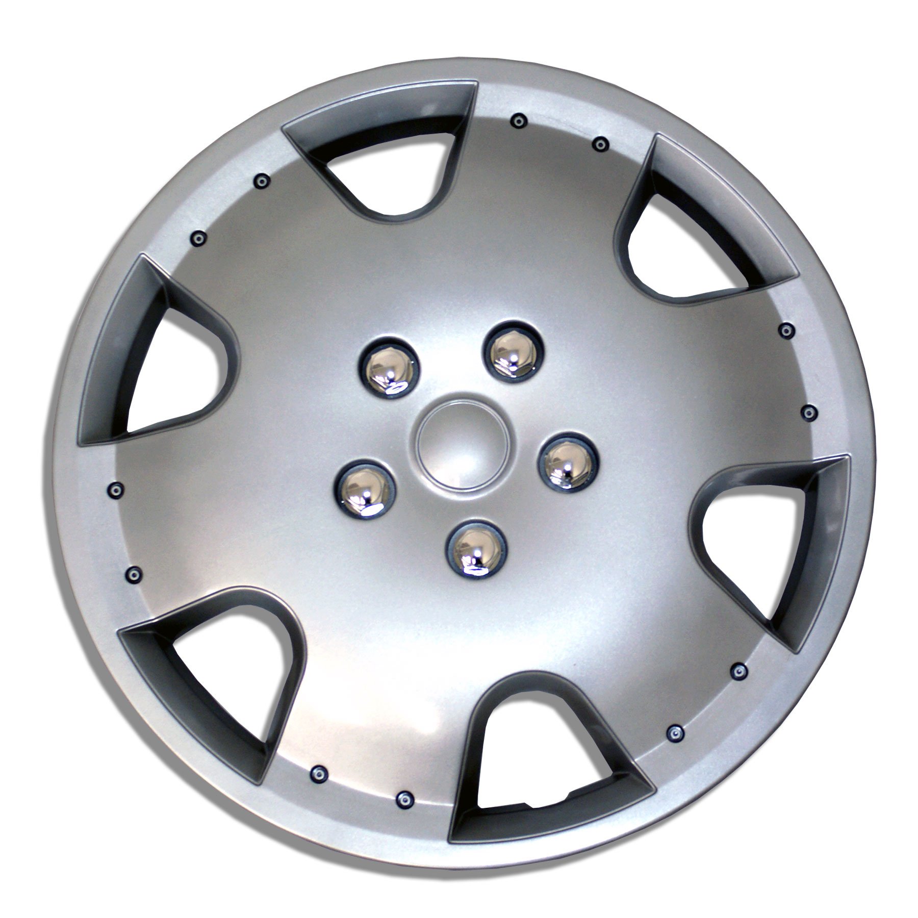 Tuningpros WC1P-16-720-S - Pack of 1 Hubcap (1 Piece) - 16-Inches Style Snap-On (Pop-On) Type Metallic Silver Wheel Covers Hub-caps