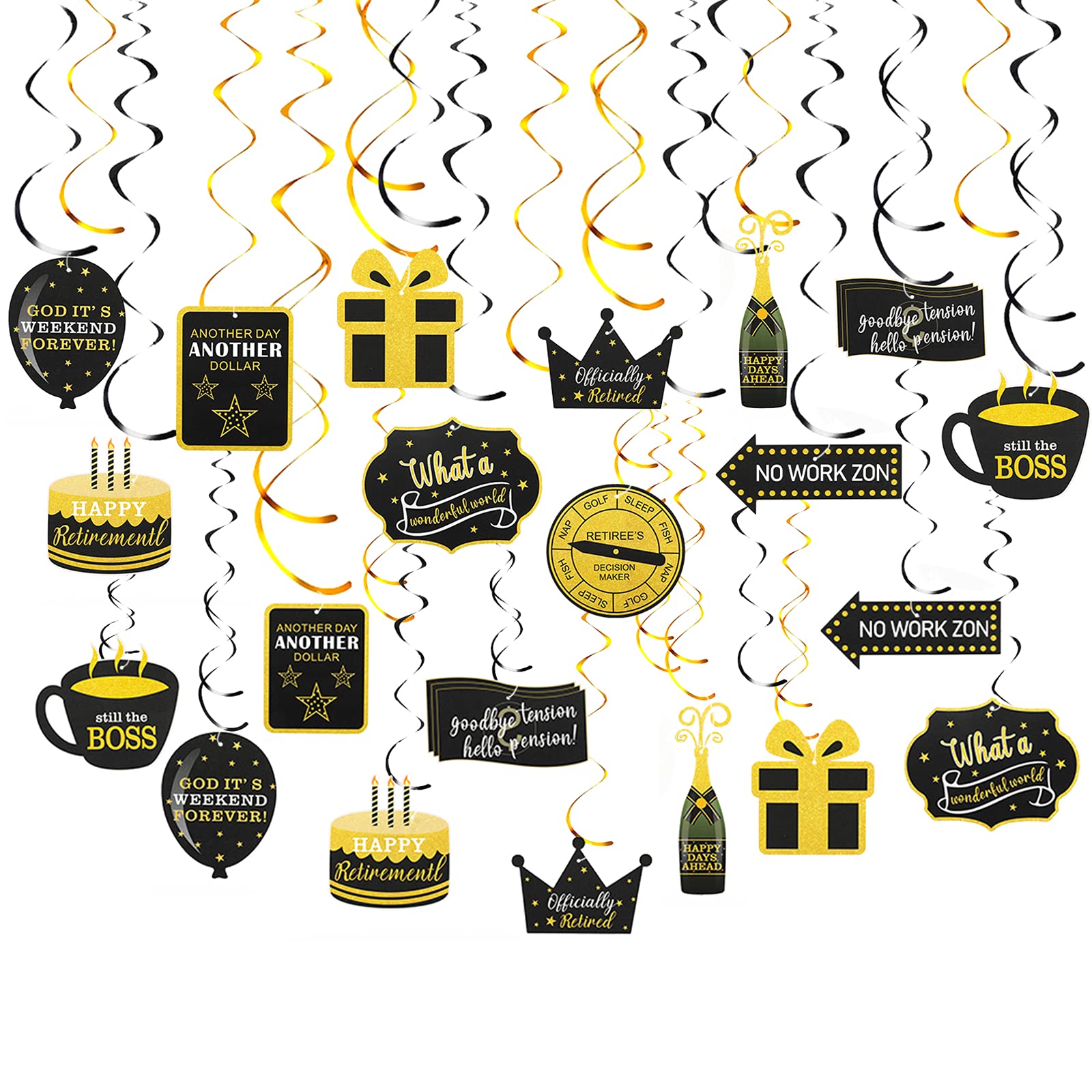 Buy Retirement Party Hanging Swirls Decorations Black Gold 30 Pieces