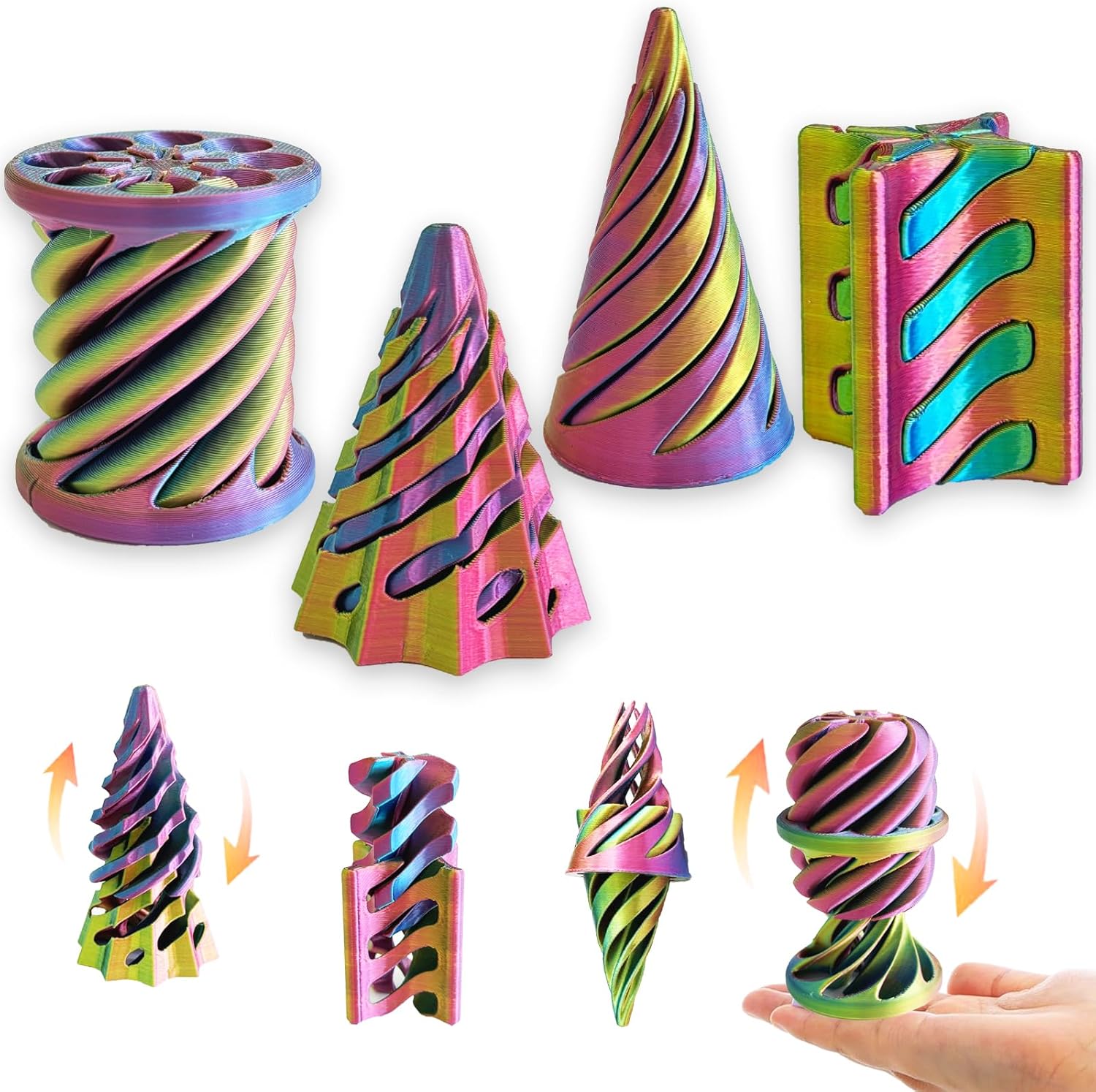 Valentines Day Gifts 4 Packs Impossible Cone,Impossible Cones passthrough Impossible Pyramid for Relaxing,Spiral Fidget Toy passthrough Impossible Cone,Birthday for Adults & Kids