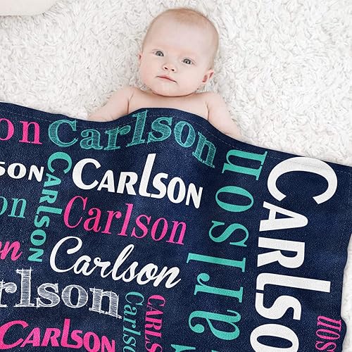 Miniatura 153 de Mantas personalizadas con nombre para niños, mantas de bebé personalizadas para niños y niñas, manta de nombre personalizada súper suave para niños