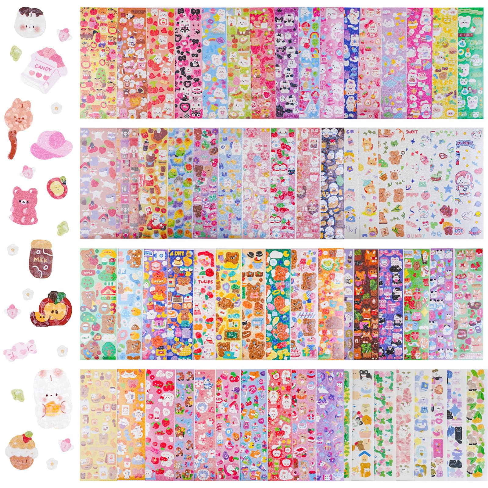 110 Sheets Korean Sticker Kpop Deco Stickers Photocard Kpop Sticker Butterfly Ribbon Heart Cute Stickers for Photocards Binder Arts Crafts Scrapbooking Journaling