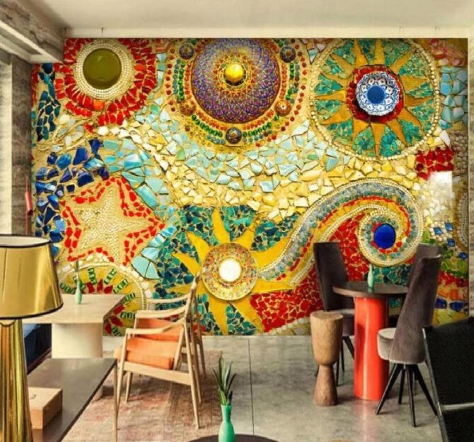 XLMING Abstract Colourful Geometric Pattern Style 3D Wallpaper Luxury Home Dining Decor Paste Sofa Living Room The Wall for Bedroom Mural-430cm×300cm