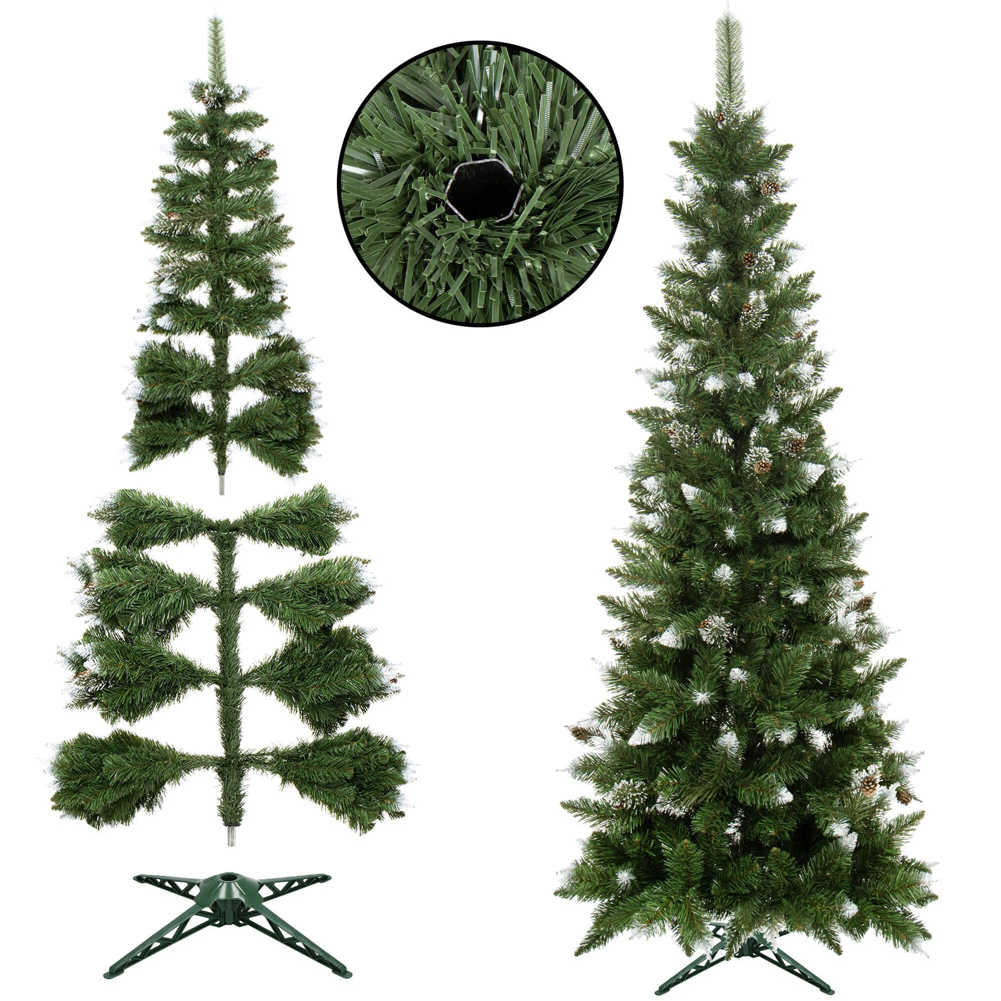 SPRINGOS Arbre de Noël Artificiel pin Diamant Slim Neige Artificielle et cônes 250 cm