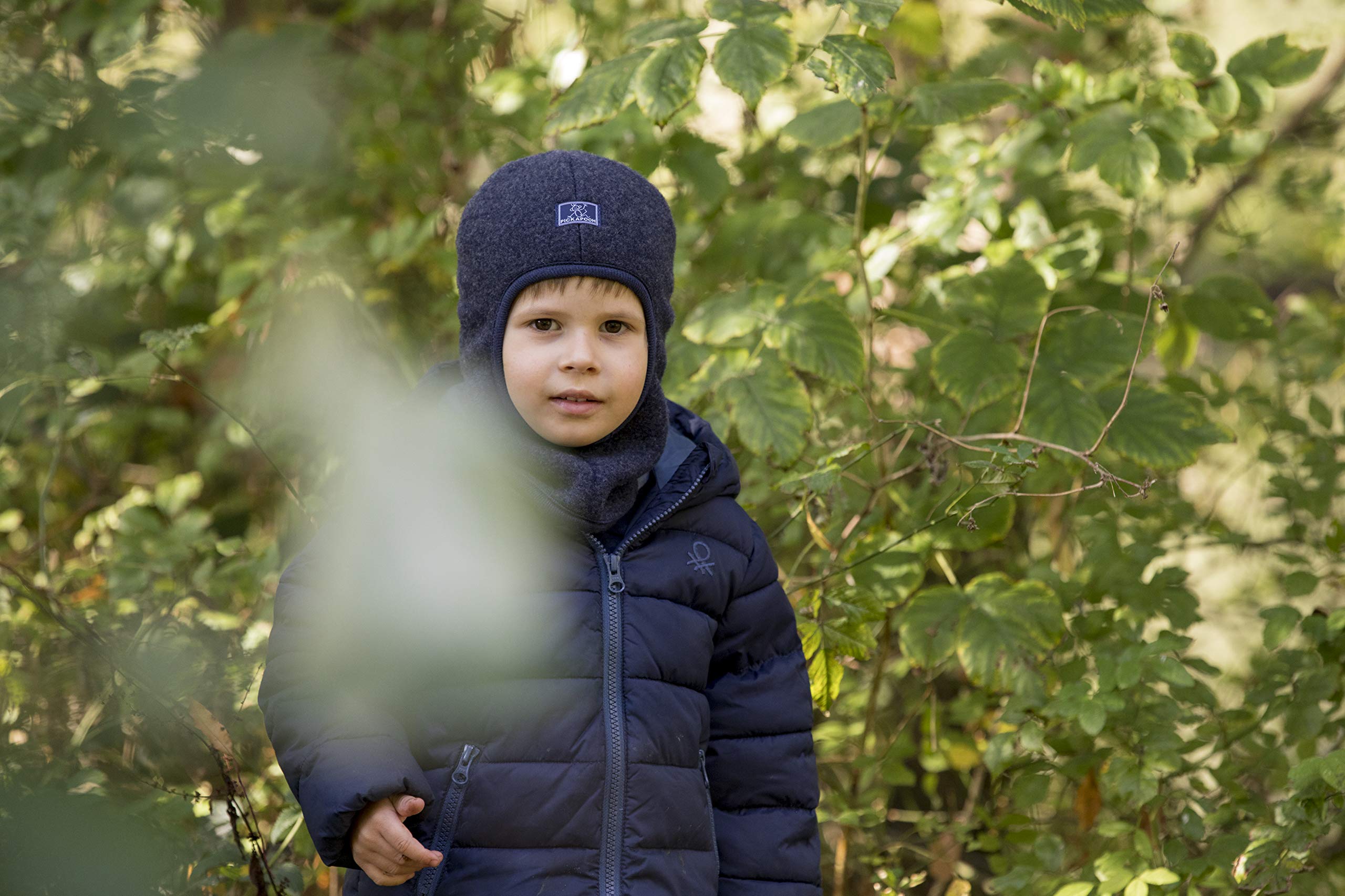 Pickapooh Hat 100% Merino Wool Balaclava Baby Boy Girl Children Fleece Winter Sturmhaube (52 cm (20,5 in), Dark Blue)