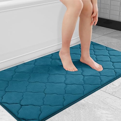 OLANLY Alfombra de baño de espuma viscoelástica de 47 x 24 pulgadas, ultra suave y absorbente, antideslizante, cómoda, lavable a máquina, para suelo