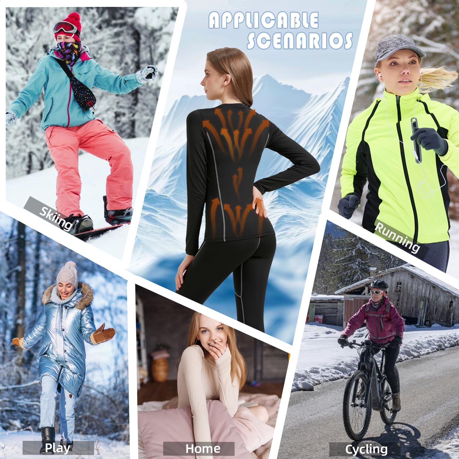 Conjunto Térmico Mujer Ropa Interior Termica Transpirable Funcional Pantalones Interiores Termicos para Running Esquí Montaña Ciclismo Fitness