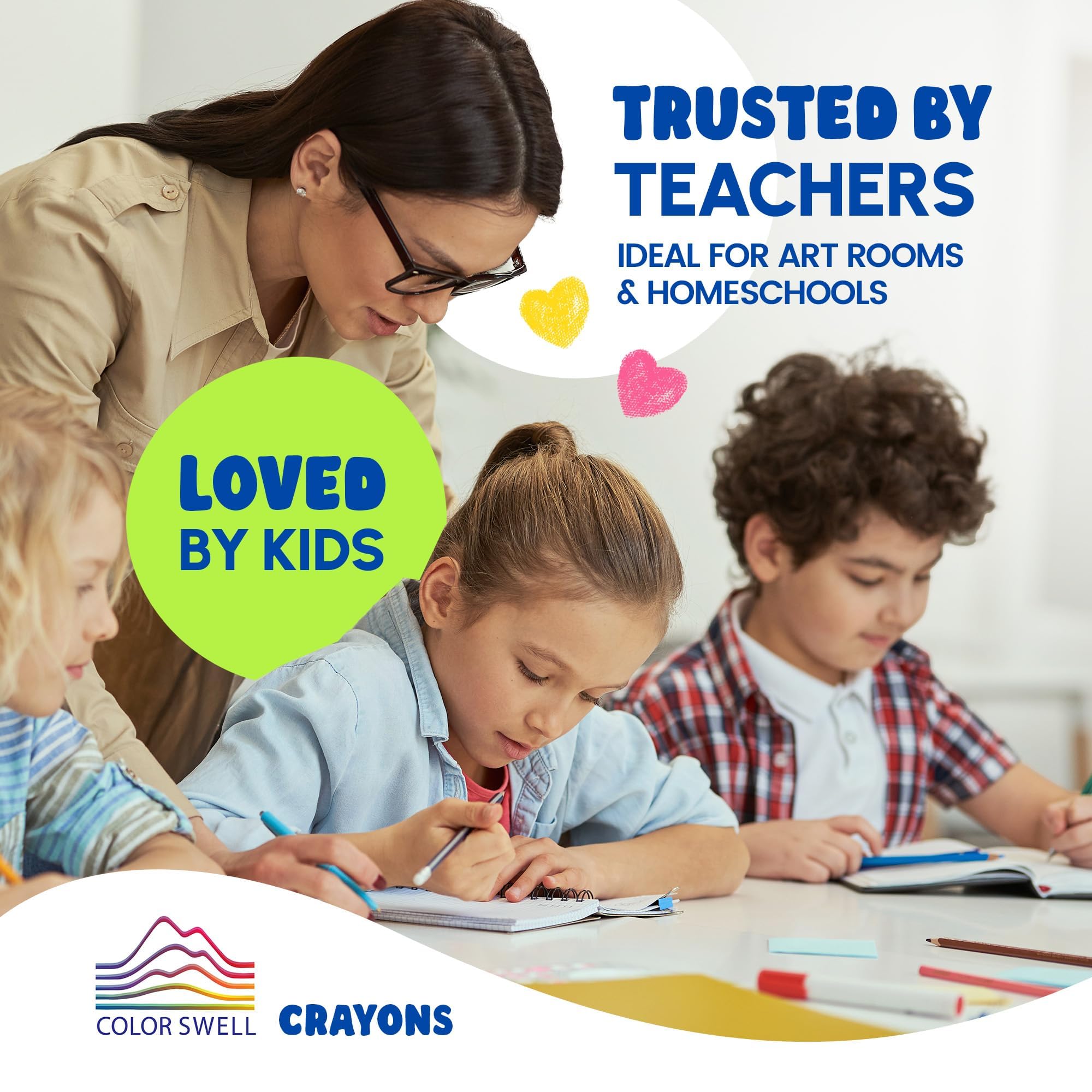 Color Swell Lot de 4 paquets de 24 crayons de couleurs vives durables pour enseignants