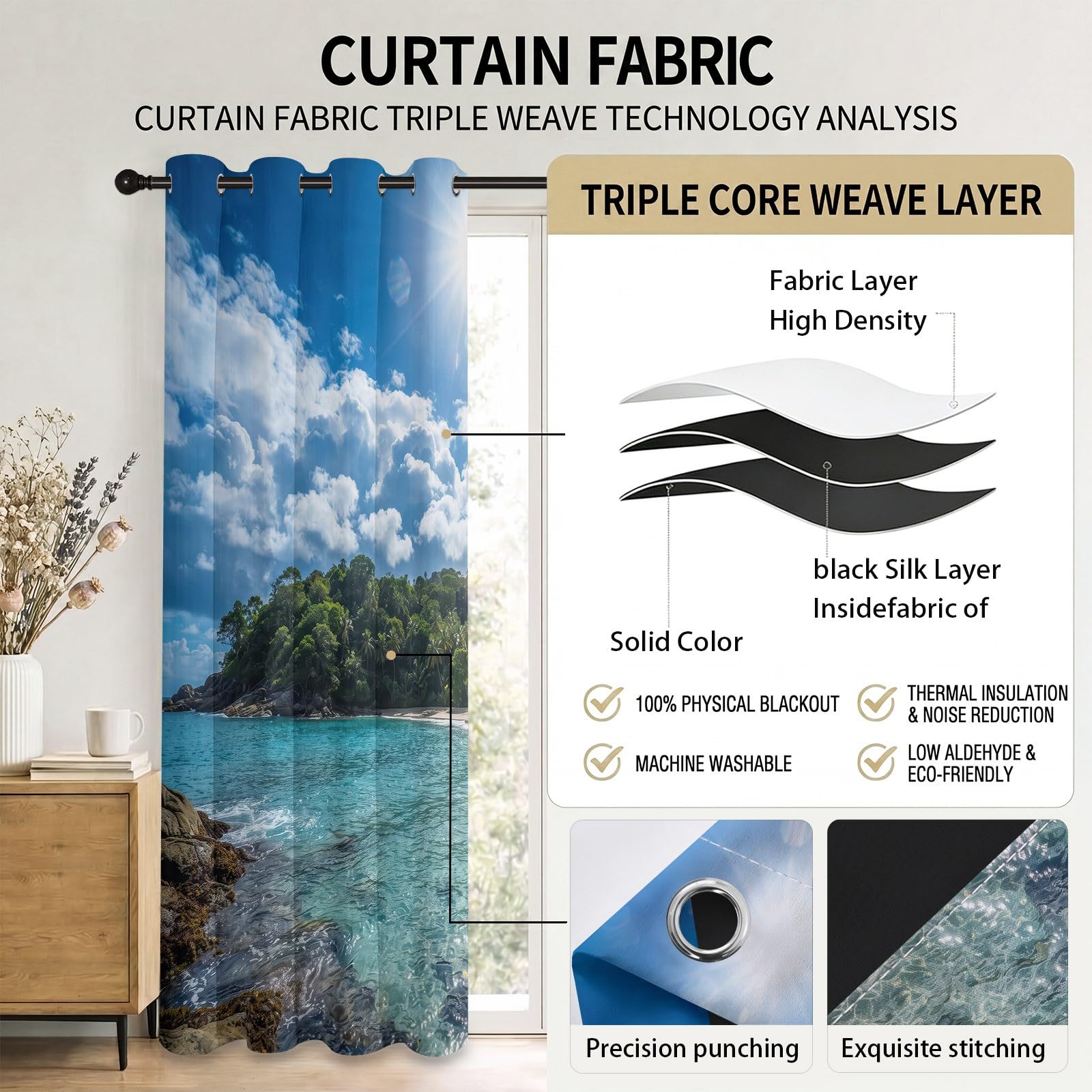 Natura Ocean Dżungla Zasłony zaciemniające 117L X 183H cm