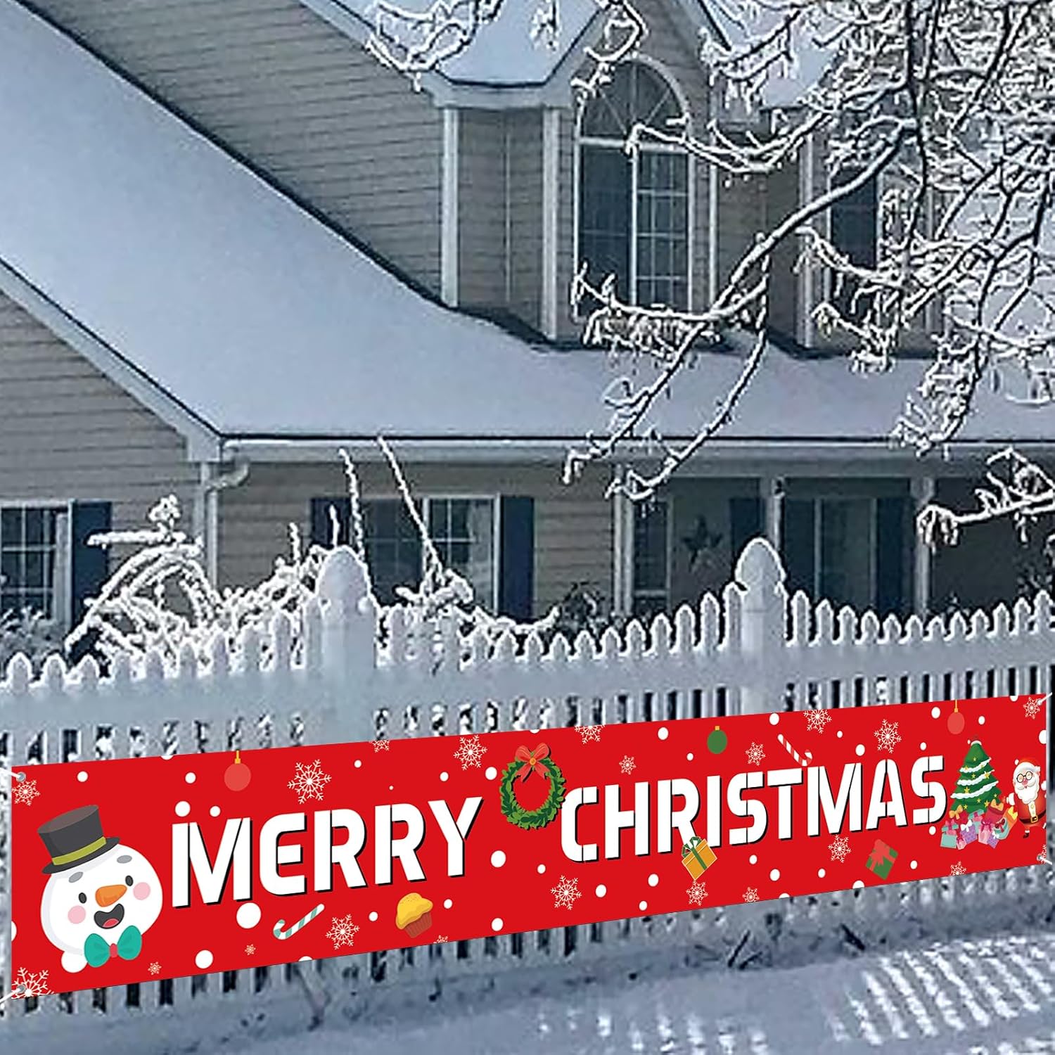 Large Merry Christmas Banner - 71x43 Inch Holiday Party Decor For Wall & Photo Backdrops