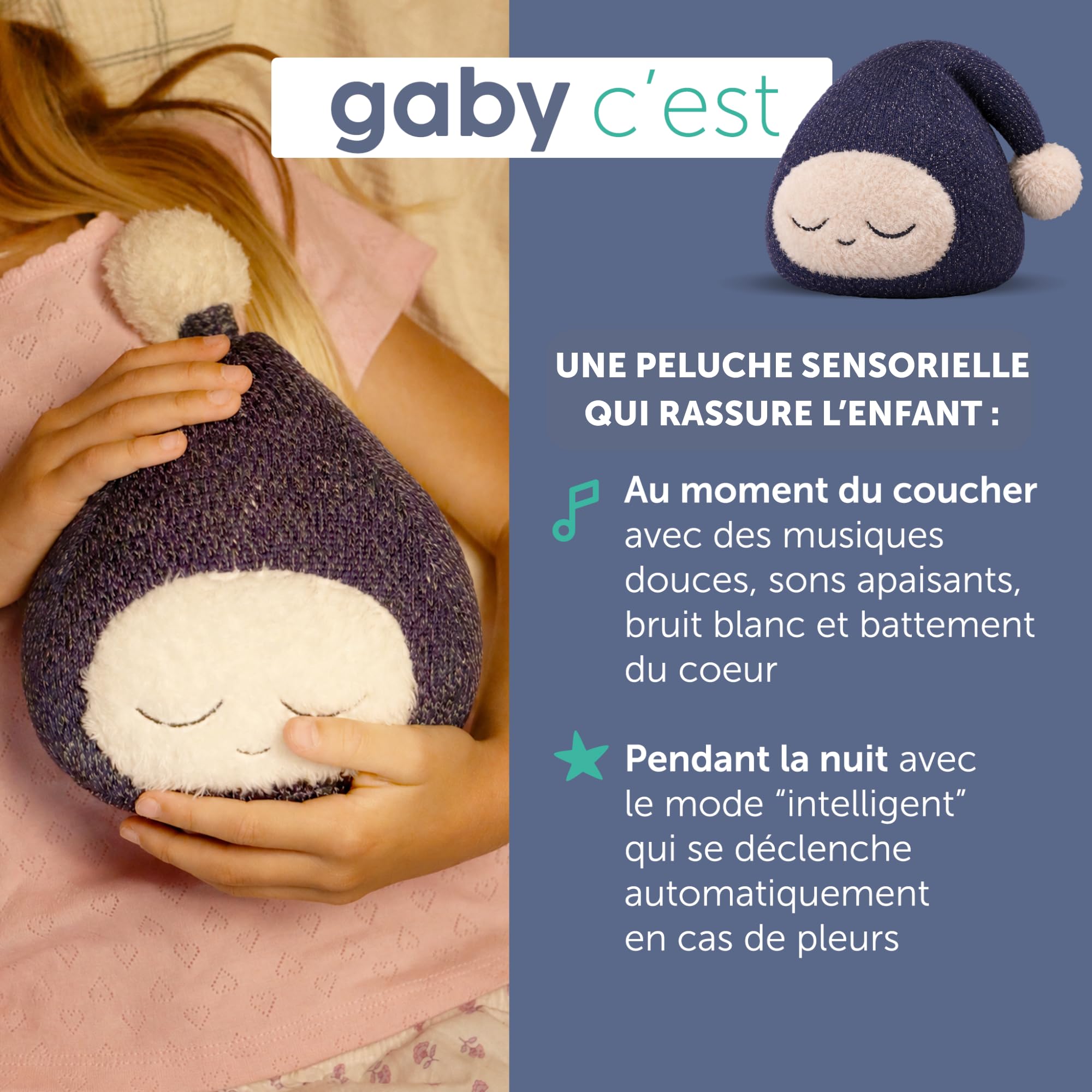 Morfeo Gaby - Peluche sensoriale per bambini, rileva pianto e lenisce