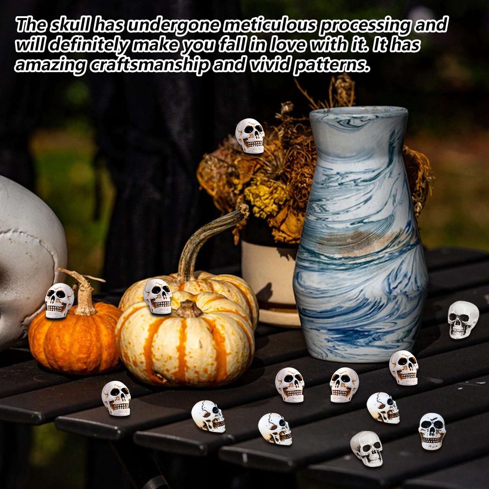 JIEBAO 20er Set Mini Totenkopf aus Harz - Dekoration für Halloween und Horror Party
