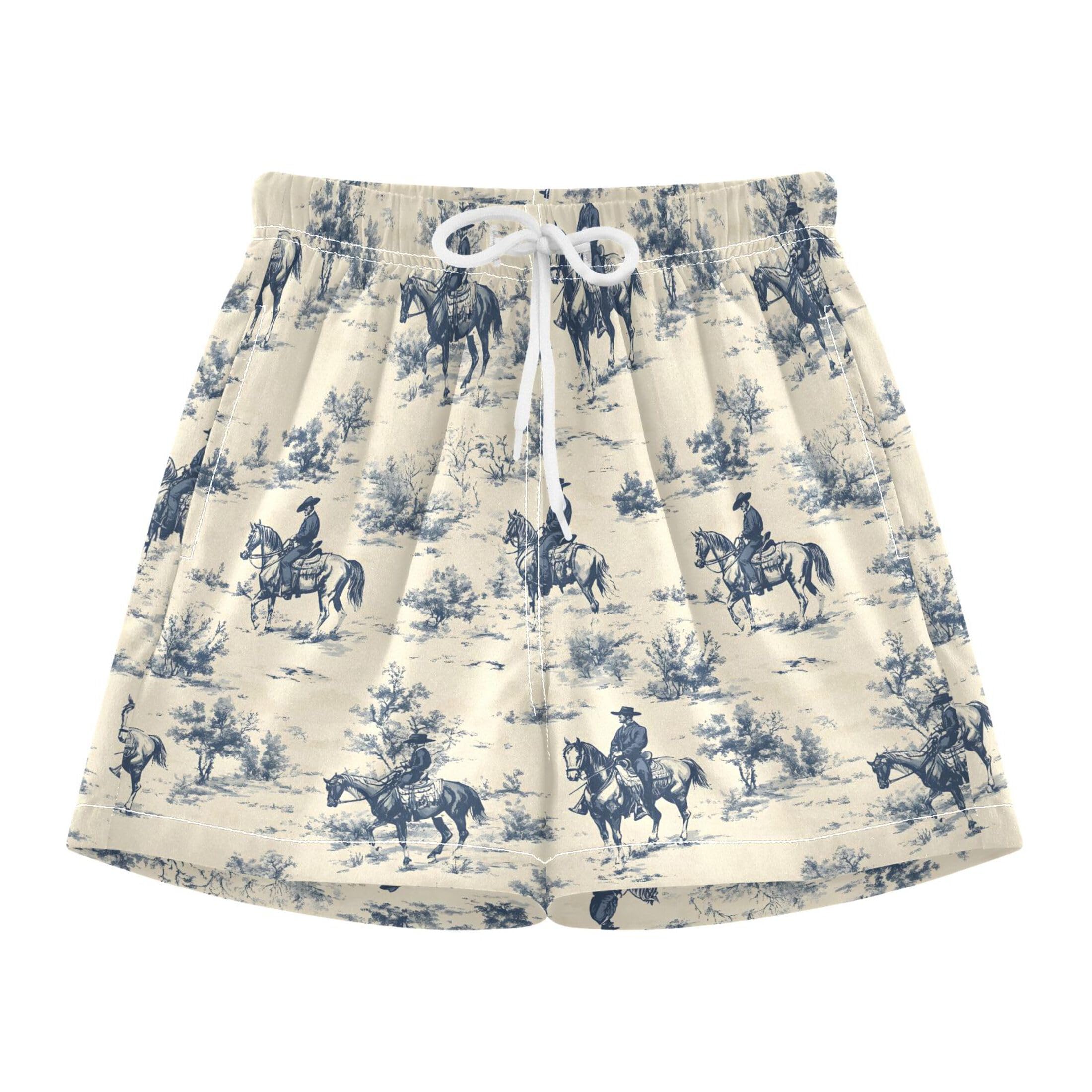 Western Cowboy Horse Desert Boys Swim Trunks Swim Shorts Bathing Suit Swimsuit Toddler Kids B0403600