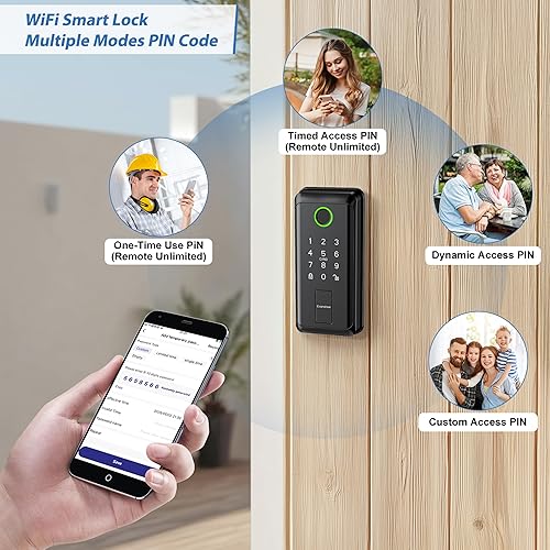 Miniatura 7 de Cerradura de puerta de entrada sin llave, cerradura inteligente de puerta de entrada sin llave, cerraduras inteligentes de huellas dactilares para