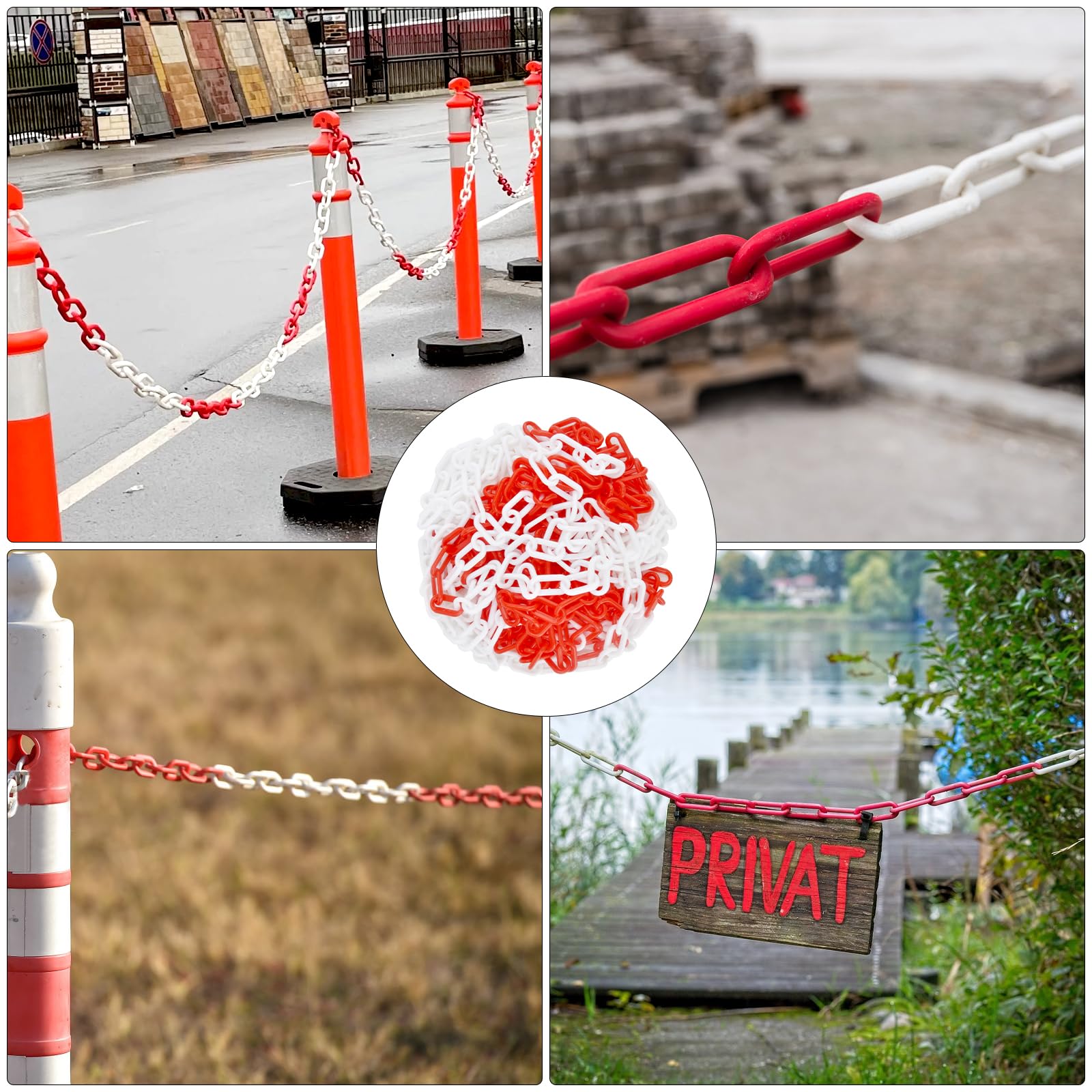 Barriera Segnaletica A Catena 10m - Rossa/Bianca, Plastica, Delimitazione Aree, Esterno/Interno - Foto 4