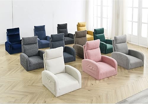 Miniatura 8 de Mecedora para guardería con patas de madera maciza, silla deslizante para guardería con dos bolsillos laterales, sillón mecedor para sala de estar y