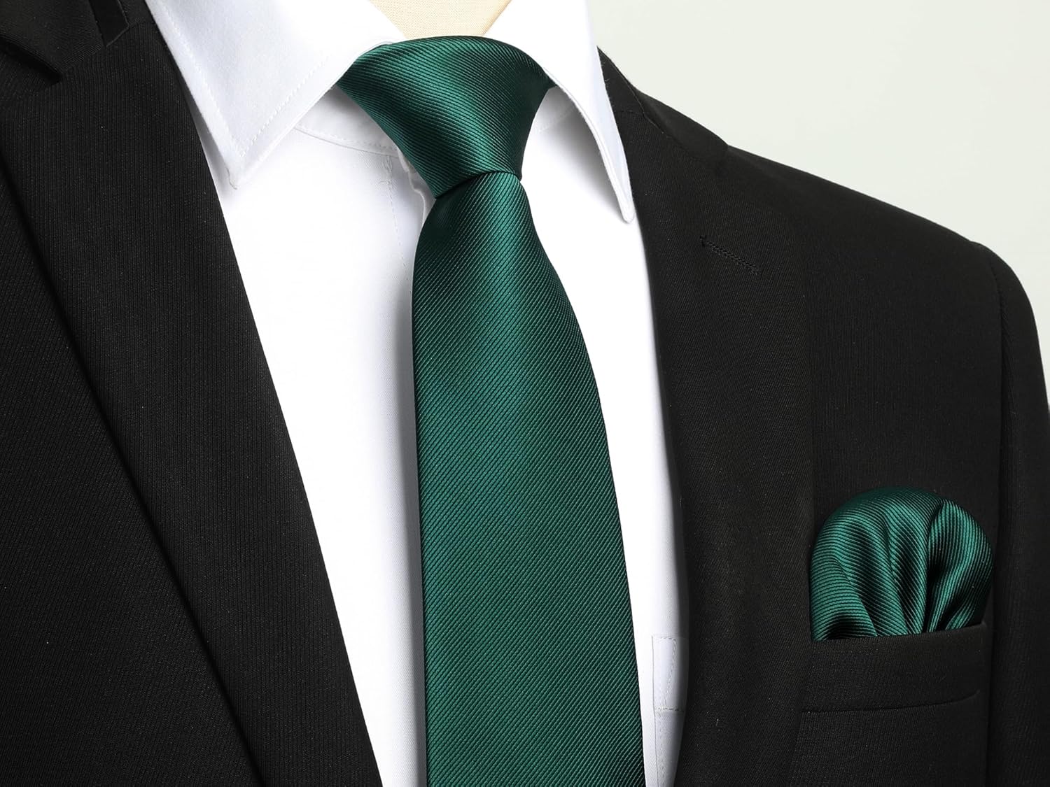 HISDERN Mens Solid Ties Formal Business Woven Tie and Pocket Square Cufflinks Set Classic Silk Satin Necktie Wedding - Image 6