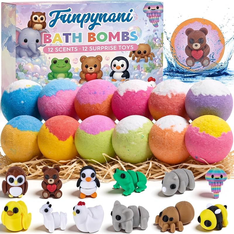 Bombas de banho Funpynani com animais impressos em 3D, conjunto com 12 fragrâncias