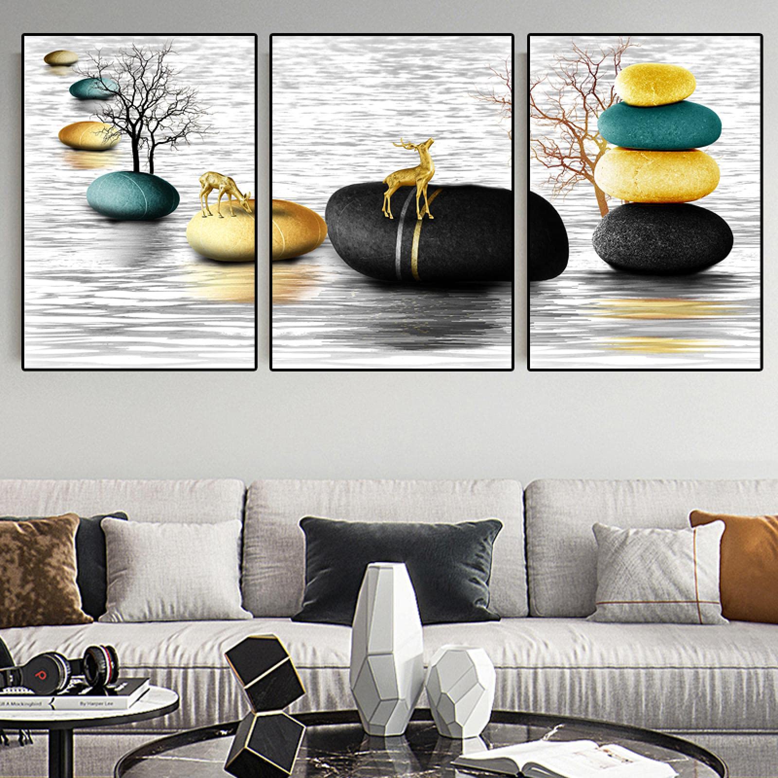 Impression moderne triptyque abstrait 50x70cm sans cadre salon - 8